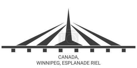 Téléchargez les illustrations : Canada, Winnipeg, Esplanade Illustration vectorielle de ligne de repère de voyage Riel - en licence libre de droit
