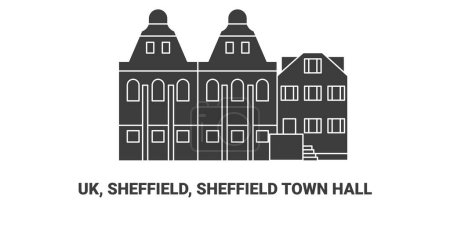 Illustration for England, Sheffield, Sheffield Town Hall, travel landmark line vector illustration - Royalty Free Image