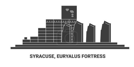 Illustration for Italy, Syracuse, Euryalus Fortress, travel landmark line vector illustration - Royalty Free Image