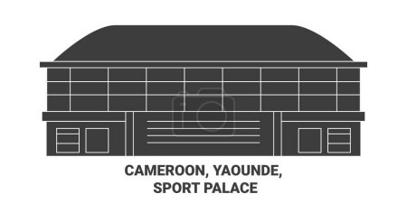 Illustration for Cameroon, Yaounde Sport Palace travel landmark line vector illustration - Royalty Free Image