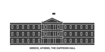 Ilustración de Grecia, Atenas, El Zappeion Hall recorrido hito línea vector ilustración - Imagen libre de derechos