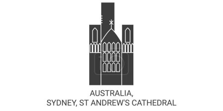 Illustration for Australia, Sydney, St Andrews Cathedral travel landmark line vector illustration - Royalty Free Image
