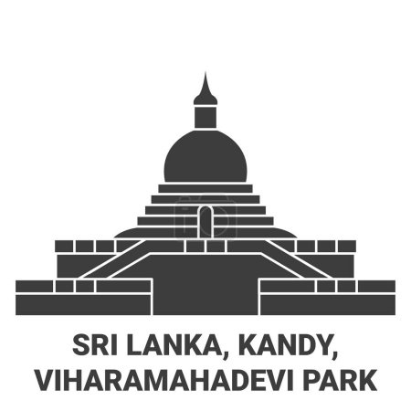 Téléchargez les illustrations : Sri Lanka, Kandy, Viharamahadevi Park illustration vectorielle de ligne de voyage - en licence libre de droit