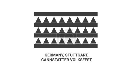 Téléchargez les illustrations : Allemagne, Stuttgart, Cannstatter Illustration vectorielle de ligne historique de voyage Volksfest - en licence libre de droit