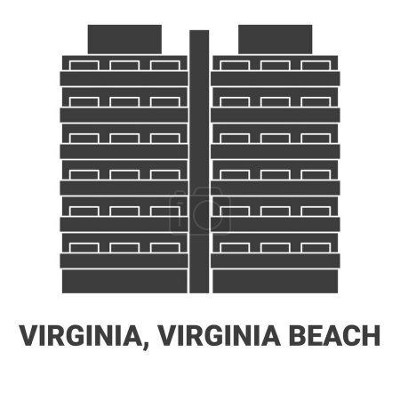 Ilustración de Estados Unidos, Virginia, Virginia Beach viaje hito línea vector ilustración - Imagen libre de derechos