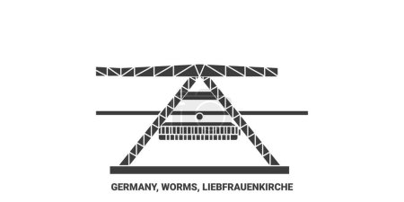 Téléchargez les illustrations : Allemagne, Worms, Liebfrauenkirche Travel illustration vectorielle de ligne - en licence libre de droit