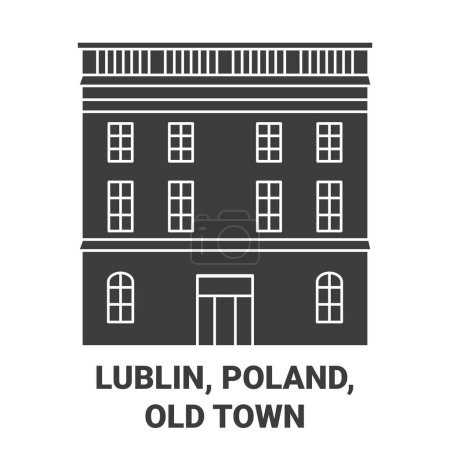 Téléchargez les illustrations : Pologne, Lublin, Vieille Ville Voyage illustration vectorielle de ligne - en licence libre de droit