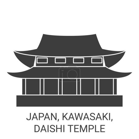 Téléchargez les illustrations : Japon, Kawasaki, illustration vectorielle de ligne de voyage du temple Daishi - en licence libre de droit