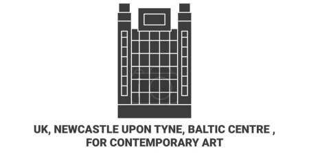 Ilustración de Inglaterra, Newcastle Upon Tyne, Centro Báltico, Para el arte contemporáneo viaje hito línea vector ilustración - Imagen libre de derechos