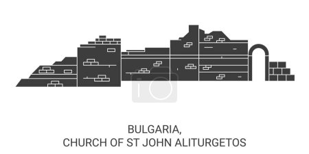 Ilustración de Bulgaria, Iglesia de San Juan Aliturgetos viaje hito línea vector ilustración - Imagen libre de derechos