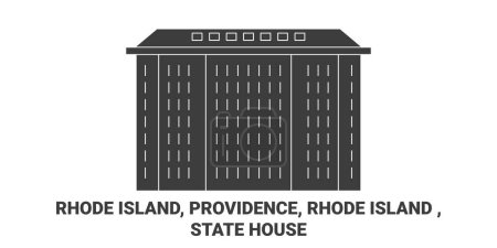 Ilustración de Estados Unidos, Rhode Island, Providence, Rhode Island, State House viaje hito línea vector ilustración - Imagen libre de derechos