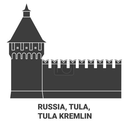 Téléchargez les illustrations : Russie, Tula, Tula Illustration vectorielle de ligne de voyage du Kremlin - en licence libre de droit