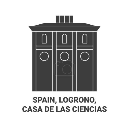 Téléchargez les illustrations : Espagne, Logrono, Casa De Las Ciencias voyages illustration vectorielle de ligne historique - en licence libre de droit