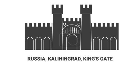 Ilustración de Rusia, Kaliningrado, Kings Gate, ilustración de vector de línea hito de viaje - Imagen libre de derechos