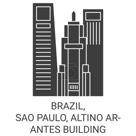 Illustration for Brazil, Sao Paulo, Altino Arantes Building travel landmark line vector illustration - Royalty Free Image