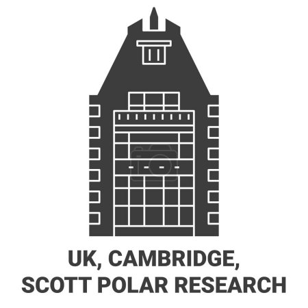 Ilustración de Inglaterra, Cambridge, Scott Polar Research viaje hito línea vector ilustración - Imagen libre de derechos