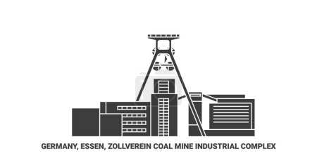 Illustration for Germany, Essen, Zollverein Coal Mine Industrial Complex travel landmark line vector illustration - Royalty Free Image