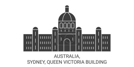 Téléchargez les illustrations : Australie, Sydney, Édifice Reine Victoria illustration vectorielle de ligne de voyage - en licence libre de droit