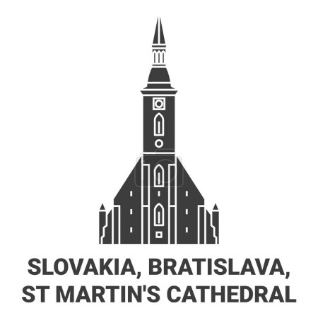 Illustration for Slovakia, Bratislava, St Martins Cathedral travel landmark line vector illustration - Royalty Free Image