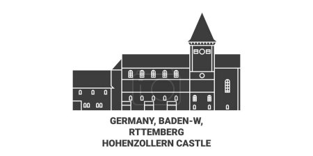 Ilustración de Alemania, Badenw, Rttemberghohenzollern Castillo recorrido hito línea vector ilustración - Imagen libre de derechos