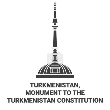 Téléchargez les illustrations : Turkménistan, Monument à la Constitution du Turkménistan illustration vectorielle de ligne de voyage historique - en licence libre de droit