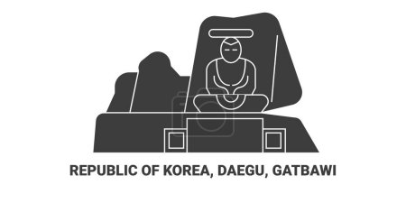 Téléchargez les illustrations : République de Corée, Daegu, Gatbawi, illustration vectorielle de ligne de repère de voyage - en licence libre de droit