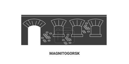 Illustration for Russia, Magnitogorsk travel landmark line vector illustration - Royalty Free Image
