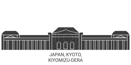 Illustration for Japan, Kyoto, Kiyomizudera travel landmark line vector illustration - Royalty Free Image