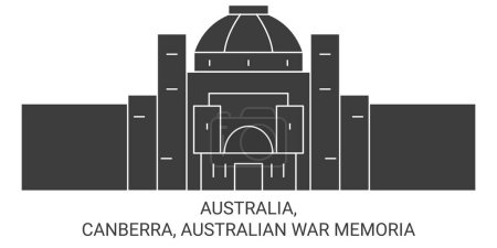 Illustration for Australia, Canberra, Australian War Memoria travel landmark line vector illustration - Royalty Free Image
