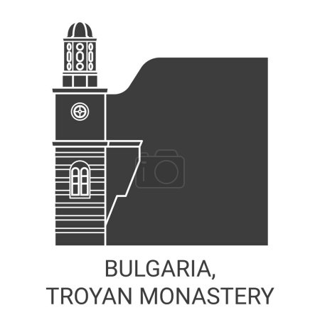 Ilustración de Bulgaria, Troyan Monasterio viaje hito línea vector ilustración - Imagen libre de derechos