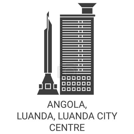 Illustration for Angola, Luanda, Luanda City Centre travel landmark line vector illustration - Royalty Free Image