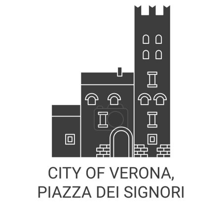 Illustration for Italy, Verona, Piazza Dei Signori travel landmark line vector illustration - Royalty Free Image