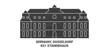 Ilustración de Alemania, Düsseldorf, K Standehaus recorrido hito línea vector ilustración - Imagen libre de derechos