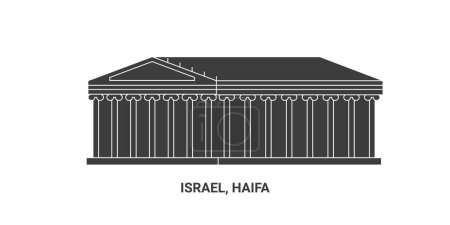 Illustration for Israel, Haifa travel landmark line vector illustration - Royalty Free Image