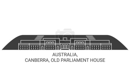 Illustration for Australia, Canberra, Old Parliament House travel landmark line vector illustration - Royalty Free Image
