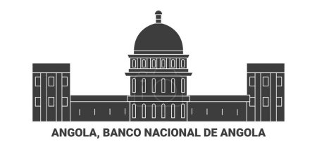 Illustration for Angola, Banco Nacional De Angola, travel landmark line vector illustration - Royalty Free Image