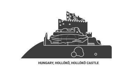 Téléchargez les illustrations : Hongrie, Holloko, Holloko Château Voyage illustration vectorielle ligne historique - en licence libre de droit