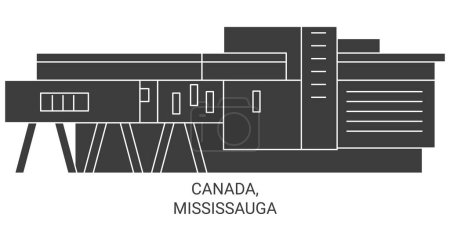 Téléchargez les illustrations : Canada, Mississauga illustration vectorielle de ligne de repère de voyage - en licence libre de droit