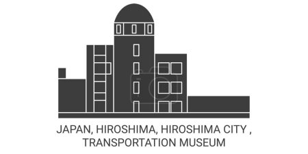Illustration for Japan, Hiroshima, Hiroshima City , Transportation Museum travel landmark line vector illustration - Royalty Free Image