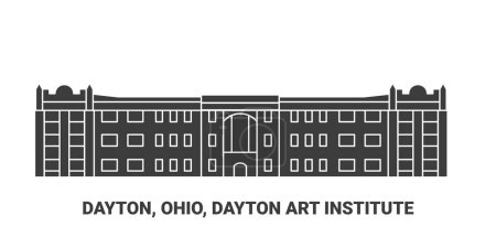 Illustration for United States, Dayton, Ohio, Dayton Art Institute, travel landmark line vector illustration - Royalty Free Image
