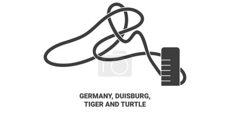 Téléchargez les illustrations : Illustration vectorielle de ligne de voyage Allemagne, Duisbourg, Tigre et Tortue - en licence libre de droit