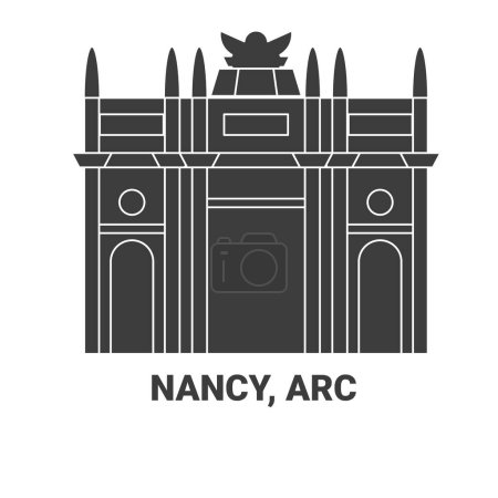 Téléchargez les illustrations : France Nancy, Arc travel illustration vectorielle de ligne - en licence libre de droit