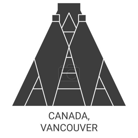 Illustration for Canada, Vancouver travel landmark line vector illustration - Royalty Free Image