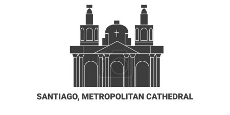 Ilustración de Chle, Santiago, Catedral Metropolitana, ilustración de vector de línea de referencia de viaje - Imagen libre de derechos