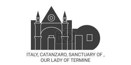 Illustration for Italy, Catanzaro, Sanctuary Of , Our Lady Of Termine travel landmark line vector illustration - Royalty Free Image