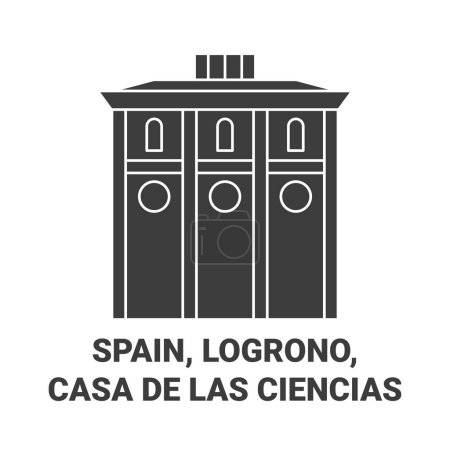 Ilustración de España, Logrono, Casa De Las Ciencias recorrido hito línea vector ilustración - Imagen libre de derechos