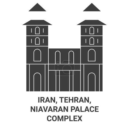 Téléchargez les illustrations : Iran, Téhéran, Niavaran Palace Illustration vectorielle de ligne de voyage historique complexe - en licence libre de droit