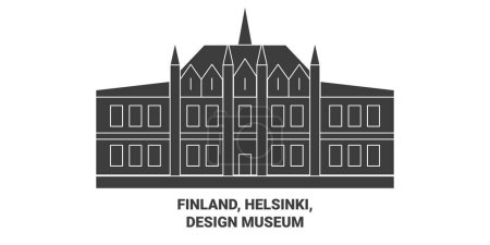 Téléchargez les illustrations : Finlande, Helsinki, Musée du Design illustration vectorielle de ligne historique de voyage - en licence libre de droit