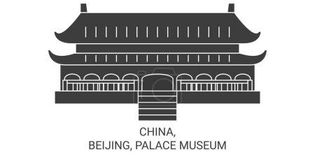 Illustration for China, Beijing, Palace Museum travel landmark line vector illustration - Royalty Free Image