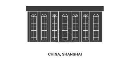 Illustration for China, Shanghai travel landmark line vector illustration - Royalty Free Image